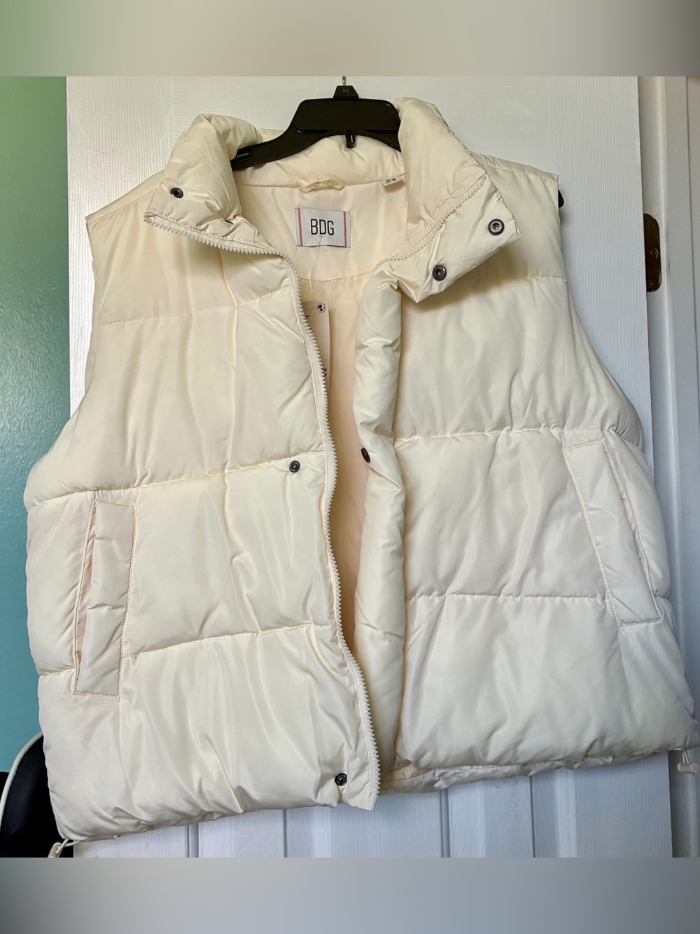 BDG Ivory Quilted Puffer Vest